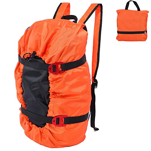 Rock Climbing Rope Bag portable Foldable climbing bag with Large Rope Tarp and Adjustable Shoulder Straps Waterproof Large Capacity Backpack ultralight Outdoor Hike Gear Equipment (orange)