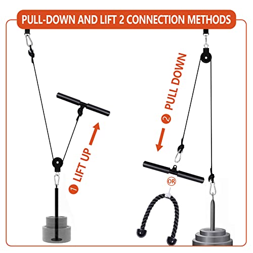 Mtgluk Cable Pulley System Upgraded DIY LAT and Lift Weight Pulley Machine Attachment Home Gym Forearm Wrist Roller for Triceps Pull Downs Biceps Curl Forearm Shoulder - color: Nylon 100''