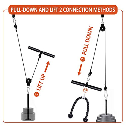 Mtgluk Cable Pulley System Upgraded DIY LAT and Lift Weight Pulley Machine Attachment Home Gym Forearm Wrist Roller for Triceps Pull Downs Biceps Curl Forearm Shoulder - color: Nylon 100''
