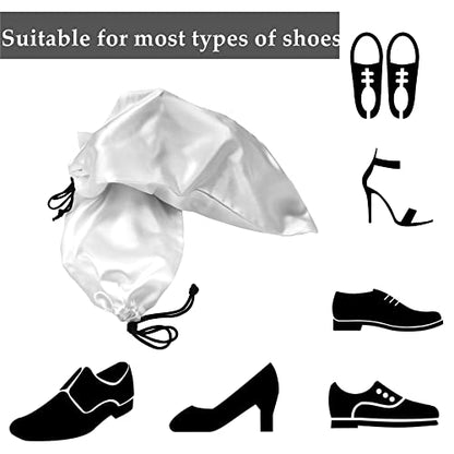 GONGKANGYUAN 10 Pack Shoe Bags for Travel Satin Fabric Shoe Bag with Drawstring for Men Women Travel Protecting Storing Shoes - color: White
