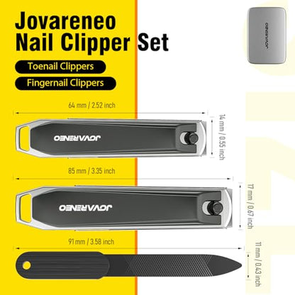 Nail Clipper Set,Premium Stainless Steel Fingernail and Toenail Clipper Cutters with Nail File and Catcher, Sharp Effortless Nail Clippers Tools for Men & Women - size: Black 2Pcs