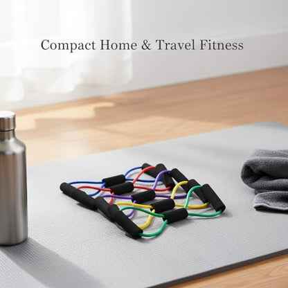 Figure 8 Resistance Band with Handles for Upper Body Exercise, TPE Exercise Loop for Arm and Shoulder Movement, Portable Fitness Gear (1 Pack) - color: Black