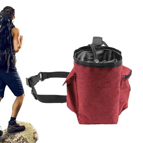 Rock Climbing Chalk Bag Adjustable Belt Gear Equipment | Chalk Organizer for Rock Climbing, Bouldering, Weightlifting, Gymnastics, Adults Women Men - color: Wine Red