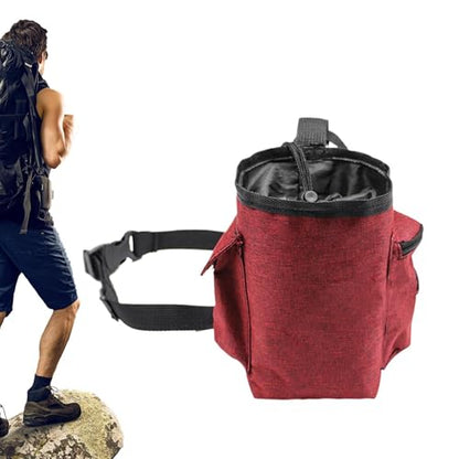 Rock Climbing Chalk Bag Adjustable Belt Gear Equipment | Chalk Organizer for Rock Climbing, Bouldering, Weightlifting, Gymnastics, Adults Women Men - color: Wine Red