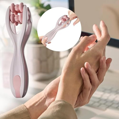 2pcs Finger Massager for Arthritis Pain Relief Manual Roller Pink | Hand Thumb Palm Foot Acupressure Massage Tools for Arthritis Massager Mothers Day Gift for Woman - color: Pink