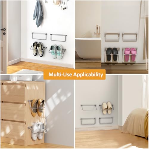 i frmmy Foldable Wall-Mounted Shoe Rack- Aluminum Hanging Shoe Organizer, Efficient Holder and Storage Rack for Various Shoes, Door Shoe Hangers- 4 Packs - style: 4 pack