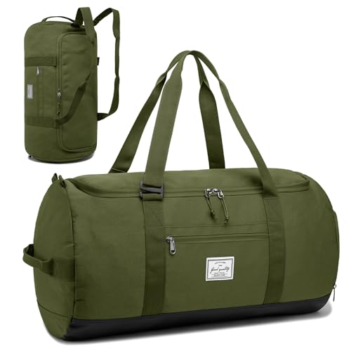 Lyweem Travel Duffel Bag for Men Duffle Bag Large Size for Women Weekender Overnight with Shoes Compartment Multifunctional Gym Bags 60L, Green - color: Green