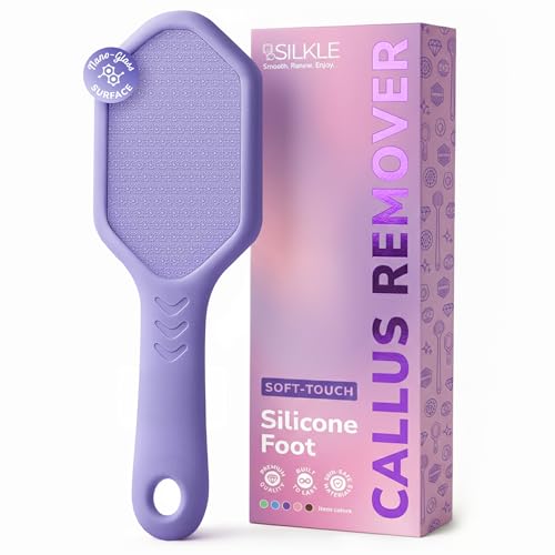 SILKLE Nano Glass Foot File - Foot Callus Remover for Feet & Foot Scrubber | Silicone Grip for Non-Slip Control - Foot Scrubber for Dead Skin, Heel Scraper for Cracked Heels & Foot Exfoliator - Purple - style: Purple