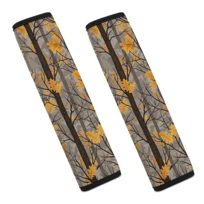 2 Pack Universal Fit Seat Belt Shoulder Pad for Kids, Car Seats Pushchair Strollers High Chair Pushchair, Camo Tree Bark Leaf Brown Shoulder Protector, Anti-Slip Pad - color: Pattern 1045
