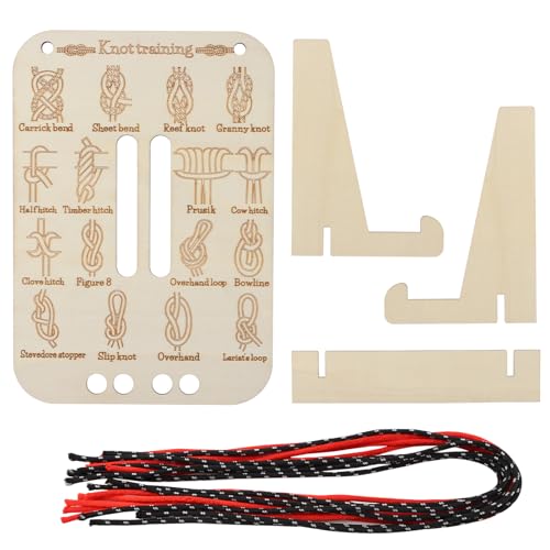 Learn Knot Training Board with 16 Knotting Methods - Wooden Knot Tying Kit for Outdoor Camping & Sailing