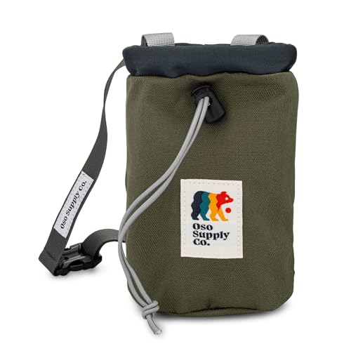 Classic Chalk Bag for Rock Climbing, Bouldering Chalk Bag Bucket with Quick-Clip Belt, Zippered Pockets and Pouch - Perfect Indoor/Outdoor Rock Climbing Gear Equipment - color: Olive Green