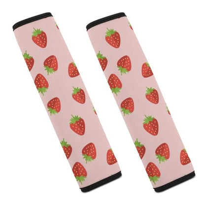 2 Piece Pink Cartoon Strawberry Car Seat Straps Shoulder Pads Universal Fit Automotive Seat Belt Protector for Kids, Car Seats Pushchair Strollers High Chair Pushchair - color: Pattern 831