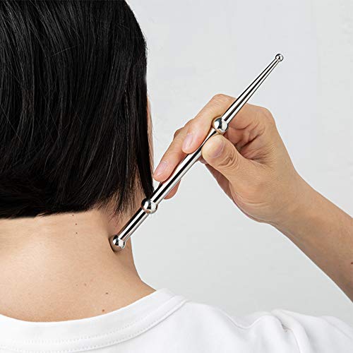 FeelFree Sport Stainless Steel Deep Tissue Massage Tool-Manual Acupuncture Pen-Trigger Point Massage Relief Pain Therapy Tools Full Body Relaxing Trigger Self-Massage Acupressure Bar (7 inches)
