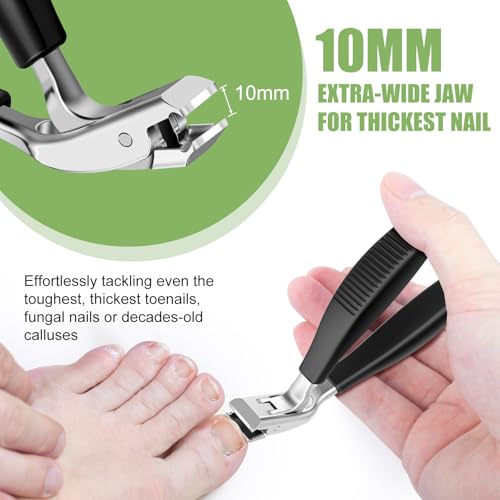 Toenail Clippers for Seniors Thick Toenails with Catcher ABS Long Handle | 2026 Upgrade Straight Angled Head Large Toe Nail Clippers for Men, Sharp Heavy Duty Nail Cutter - style: Modern