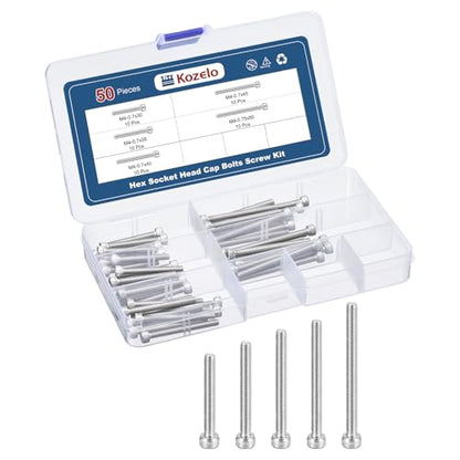 50pcs M4 Socket Head Cap Screws Bolts Nuts Assortment Kit - [M4x30/35/40/45/50mm] 304 Stainless Steel Allen Socket Drive for 3D Printer - size: M4x30/35/40/45/50mm