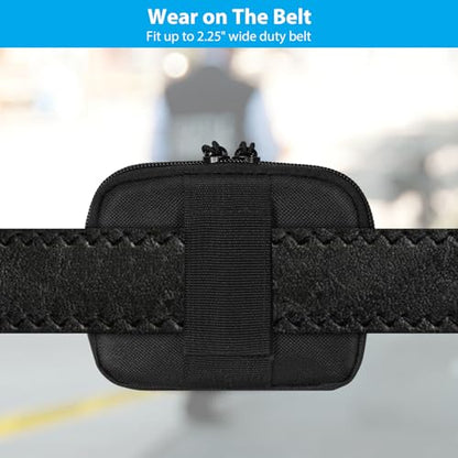 Duty Belt Gloves Pouch, Latex Disposable Glove Holder Zipper Pocket | Convenient Carrier Pockets Waist Bag, For Police Officer Law Enforcement Personnel, For Security Firefighter Professionals