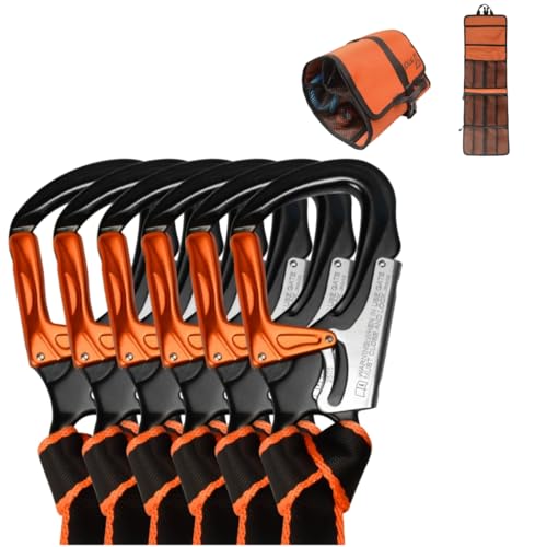 Arborist Speedline Kit 26" (6-Pack) - 29kN 1" Webbing & 35kN Double-Action Snap Hook, Heavy Duty Sling for Climbing, Rigging, Professional Tree Work Gear, Orange - color: orange-26inch-6pc-1 bag