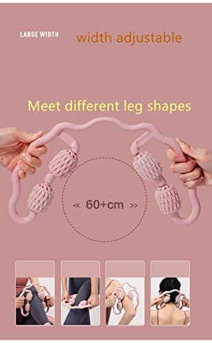 TOMOO 4 Wheels Muscle Roller Massager - 360 Circular Leg Clamps for Leg, Neck, Hand, Arm Muscle Relaxation - Indoor Sports, Yoga, Bodybuilding Equipment (Beige) - color: Beige