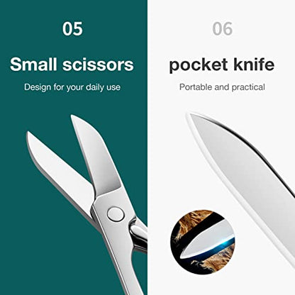 MR.GREEN Multifunctional Nail Clippers Stainless Steel Six Functions Nail Cutter Nail Files Small Knife Scissors (Small) - size: Small