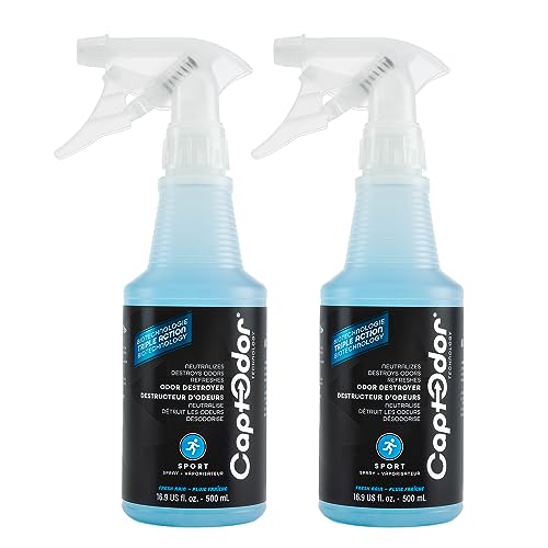 Sports Odor Destroyer Spray (2 x Bottles of 16.9oz / 500 ml), Sports Gear Odor Eliminator & Deodorizer Spray - Neutralizer & Refresher Spray For Protective Equipment, Sportswear & Outdoor Gear - size: 16.9 Fl Oz (Pack of 2)