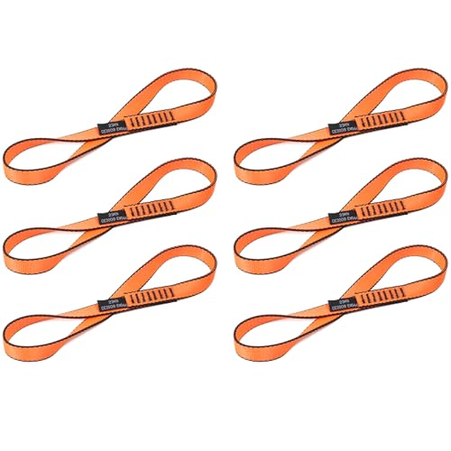 18MM Nylon Climbing Sling Runner 23KN CE2008/EN566 Strong Webbing Straps for Rock Climbing,Mountaineering, Rappelling, Swing, Yoga Hammock etc - color: Orange, size: 30cm/ 12inch |Pack of 6