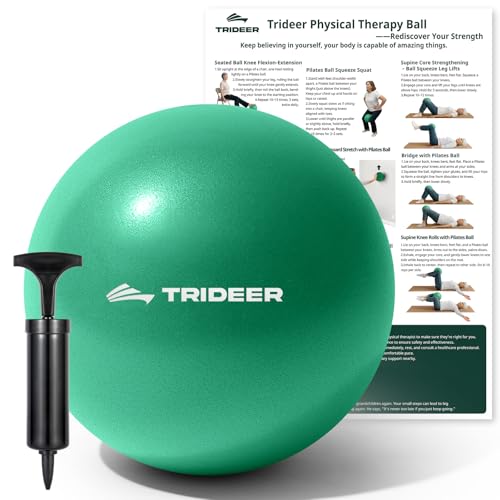 Trideer Exercise Balls Physical Therapy, 9 Inch Pilates Ball Between Knees for Physical Therapy, Mini Exercise Ball - Yoga Ball, Small Workout Balls for Core Strength and Back Support with Guide - color: Forest（with pump）