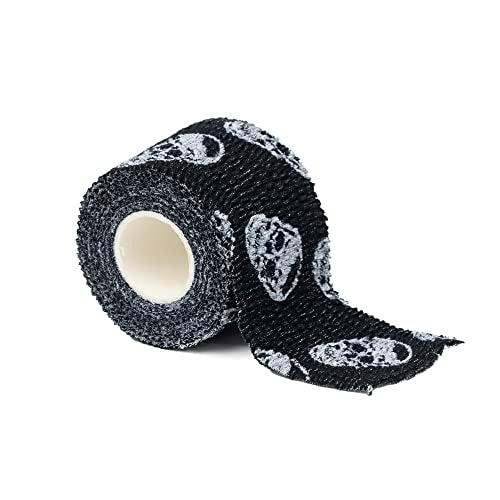 Gymreapers Hook Grip Weightlifting Tape (3 Pack) Premium Adhesive Thumb Skull Tape for Finger Protection, Powerlifting, Exercise & Cross Training - Athletic Sweat Proof Tape - color: Black