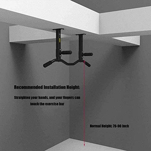 Ceiling Mounted Pull Up Bar, Pull-up Bar Upper Body Training Bar Ceiling Mount Fitness Pull-up Frame with 4 Grip Positions Support up to 300kg with Child Swing