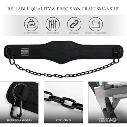 12 mm Thick Heavy Duty Dip Belt with 36 IN Steel Chain, 35" Weighted Pull Up Belt for Added Weight Training, Chin Ups, Pull Ups, Tricep Dips And More - color: Black
