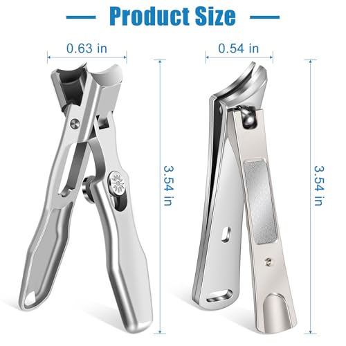 Toenail Clippers for Seniors Thick Toenails, Large Nail Clippers for Men Thick Nails with Catcher, Sharp Fingernail Clipper with Safety Lock Heavy Duty Slanted Nail Cutter Gifts for Men Women Adults - style: Silver Slanted Nail Clippers Set