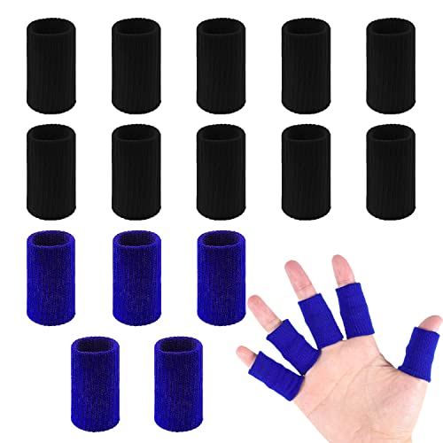 20 Pcs Finger Sleeves Protectors, Elastic Sport Finger Sleeves, Black/Blue | Breathable Nylon-Spandex Blend, Soft Stretch Fit, Helps Reduce Finger Discomfort, For Sports And Daily Wear - color: Black, royal blue