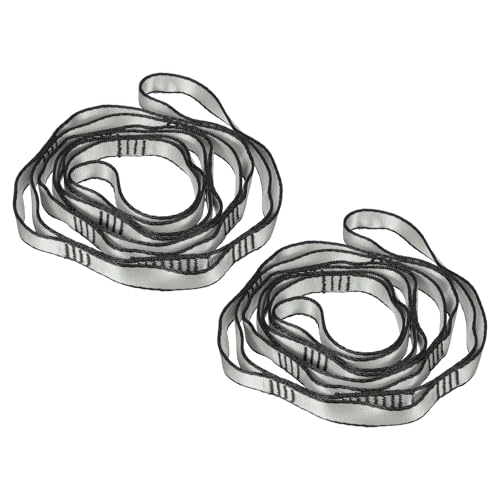 PATIKIL 22KN Adjustable Daisy Chain Yoga Extend Belt, 2 Pcs Nylon Climbing Sling Straps for Home Workout Exercise Pilates Gymnastics - color: Grey, size: 1.5M