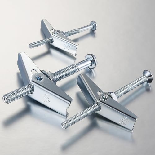 Wensilon (30 pcs) 1/4" Heavy Duty Drywall Anchors and Screws,Toggle Bolts and Wing Nuts Set, Hollow Drywall Anchors Bolts Screws Assortment Kit for Hanging Lamps Heavy Items - size: 1/4" (30 pcs)