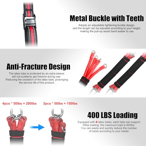 Pull Up Assistance Bands with Fabric Feet/Knee Rest, Heavy Duty Pull Up Resistance Bands, Pull up Assist Bands Pull-up Exercise Band for Chin-up Workout, Body Stretching - style: Two feet 400lbs