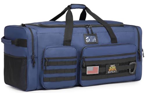 Extra Large Duffle Bag for Men, Heavy Duty Duffle Bag for Travel, Large Sports Gym Equipment Bag for Hockey Football Soccer Baseball Basketball & Team training (Blue) - color: Blue