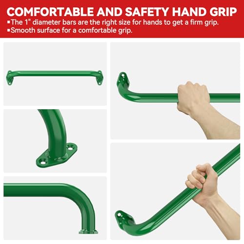 17.3 Inch Playground Handles Monkey Bars Indoor | Metal Grab Handle Hand Grips for Treehouse (Green, 6 Pack) - color: Green