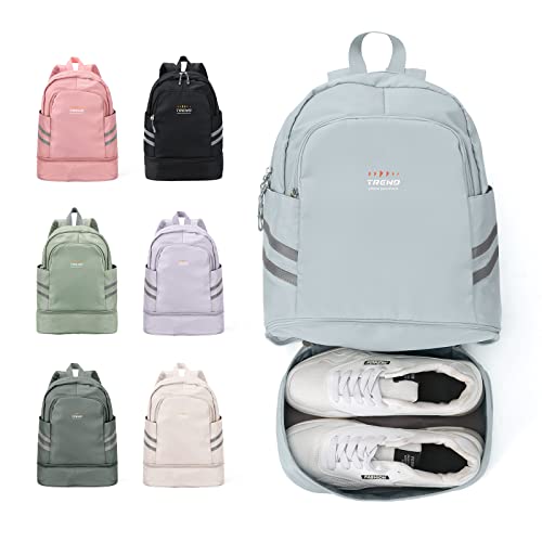 coofay Gym Backpack For Women Waterproof Sports Backpack With Shoe Compartment Lightweight Travel Backpacks Small Gym Bag Dance Volleyball Backpacks - color: Light Blue, size: Small