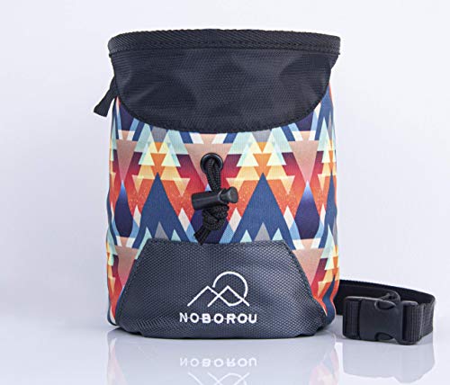 Rock Climbing Chalk Bag | Wide Opening & Fleece Lined | Removable Belt | Large Zippered Pocket | Brush Holder Loops | Bouldering, Gym, Crossfit - color: Sunset Orange
