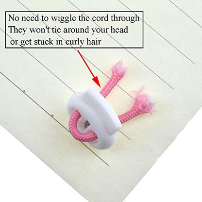 Spring Elastic Fastener Toggles Plastic Cord Lock Buttons Stopper Slider Thread Smooth Hold Tightly - color: Double Holes White-17*16mm 40pcs