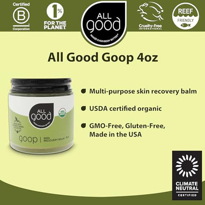 All Good Goop Organic Skin Care Recovery Balm - All Purpose Ointment w/Calendula, Lavender, Beeswax - Chafing Cream, Dry Skin Salve, Cracking Lip Moisturizer - Soothes, Hydrates & Calms - 4oz, 2-pack - size: 4 Ounce (Pack of 2)