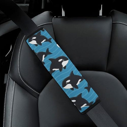 2PCS Killer Whale Orca Seat Belt Shoulder Pad Soft Padded Harness Pads Strap for Adults and Children, All Vehicles, Anti-Slip Pad - color: Pattern 910