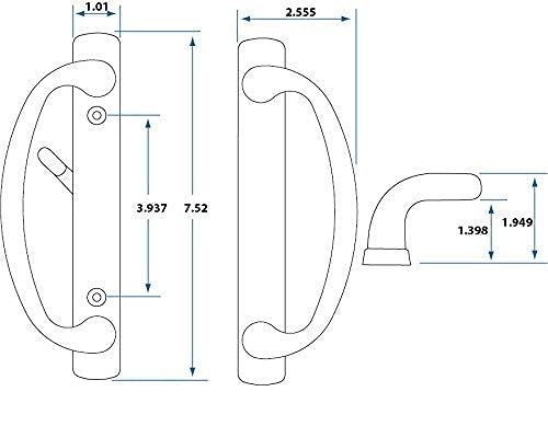 Rockwell Security Charlotte Patio Sliding Door Handle Set Antique Black Finish Fits 3-15/16 Inch CTC Screw Holes for Residential Use - color: Antique Black
