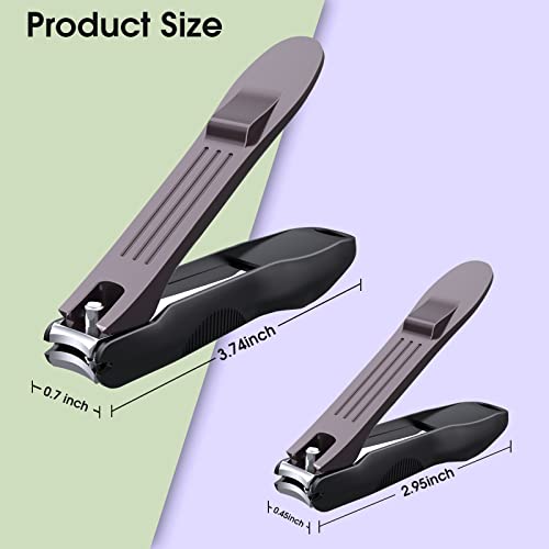 GLAMFIELDS Nail Clipper with Catcher, No Splash Fingernail Toenail Clipper Stainless Steel Nail Cutter Nail Trimmer, Good Gift for Men and Women MF-Large/Small （2Pack - size: 2 Pack