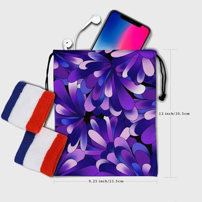 Gymnastics Grip Bag for Gymnasts Gymnastic Drawstring Bag Gym Athlete Bag - color: Abstract Purple Flower, size: 9.25" x 12" (Pack of 1)