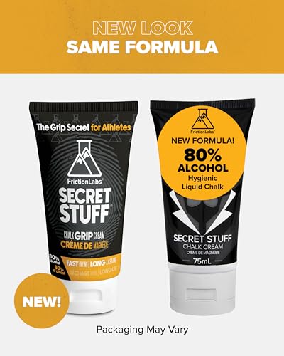 Friction Labs Quick Grip Secret Stuff Liquid Chalk for Athletes - Made in USA - Skin Friendly - Rock Climbing, Weightlifting, Gym, Tennis - Trusted by 100+ Pro Athletes - Best Workout Chalk - 75mL - style: Hygienic Formula
