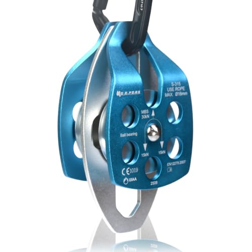 SEPEAK CE&UIAA 30kN Large Rescue Climbing Pulley Double Sheave with Swing Plate Climbing&Rock Lifting Blue - color: Blue