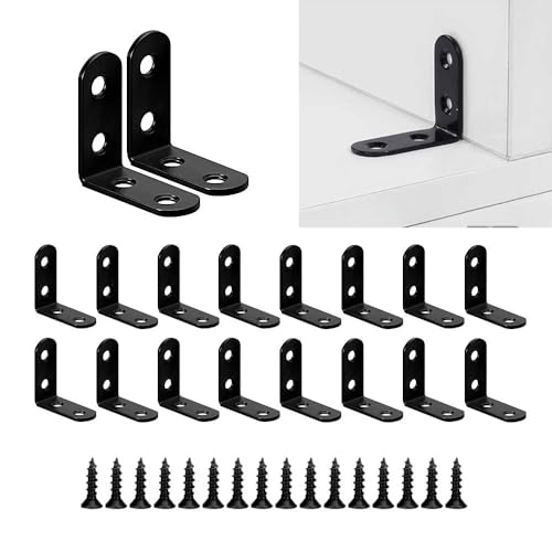 16 Pcs L Bracket Corner, Bracket Stainless Steel Lock Pin with 64 Screws, Suitable for Cabinets, Kitchens, Furniture, Bookshelves - size: 16 Pcs L Bracket Corner