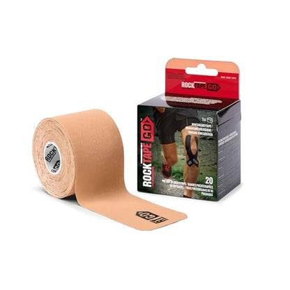 RockTape Go Extra-Sticky Adhesive Pre-Cut Kinesiology Tape (Beige) - color: Beige, style: EXTRASTICKY