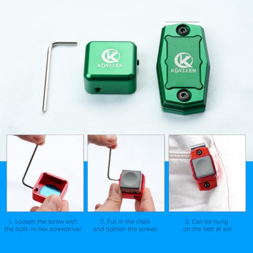 KONLLEN Magnetic Pool Chalk Holder Aluminum Alloy Belt Clip | Portable design, durable metal construction, quick access,metal cue chalk case for pool, snooker and carom - color: Green