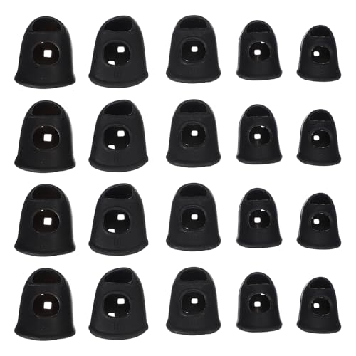 PATIKIL Rubber Finger Tips, 5 Sizes 20 Pcs Guitar Fingertip Protector Silicone Thimbles Knitting Accessories for Hand Sewing Paper Sorting Money Counting Guitar Playing, Black - color: Black